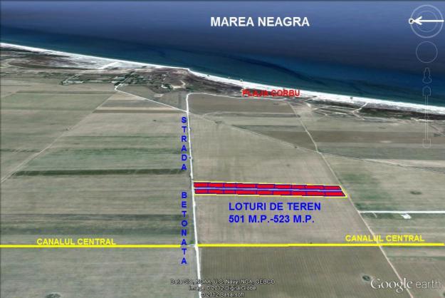 Plaja Corbu-Loturi de teren cu priveliste frontala la Marea Neagra - Pret | Preturi Plaja Corbu-Loturi de teren cu priveliste frontala la Marea Neagra