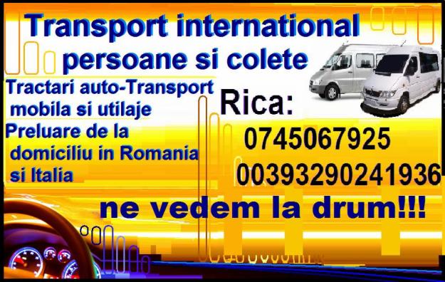 Transport international persoane si colete Romania-Italia (RETUR) - Pret | Preturi Transport international persoane si colete Romania-Italia (RETUR)