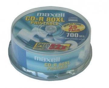 MAXELL CD-R 52x 700MB printable spindle 25 - Pret | Preturi MAXELL CD-R 52x 700MB printable spindle 25