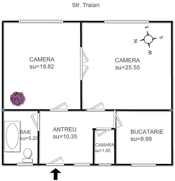 Apartament 2 camere, decomdat, semicentral, 690 euro/mp - Pret | Preturi Apartament 2 camere, decomdat, semicentral, 690 euro/mp
