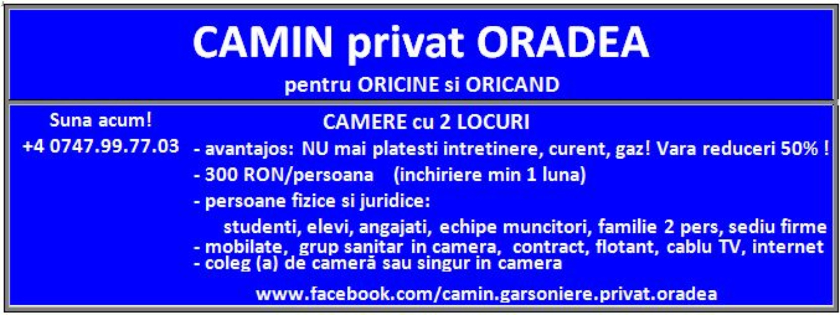 Camin privat pentru oricine si oricand. Oradea - Pret | Preturi Camin privat pentru oricine si oricand. Oradea