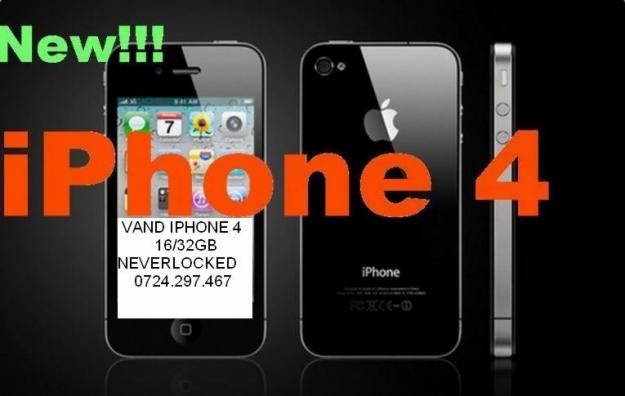 VAND iPHONE 4/32 GB NEVERLOCKED PE STOC 0724.297.467 - Pret | Preturi VAND iPHONE 4/32 GB NEVERLOCKED PE STOC 0724.297.467