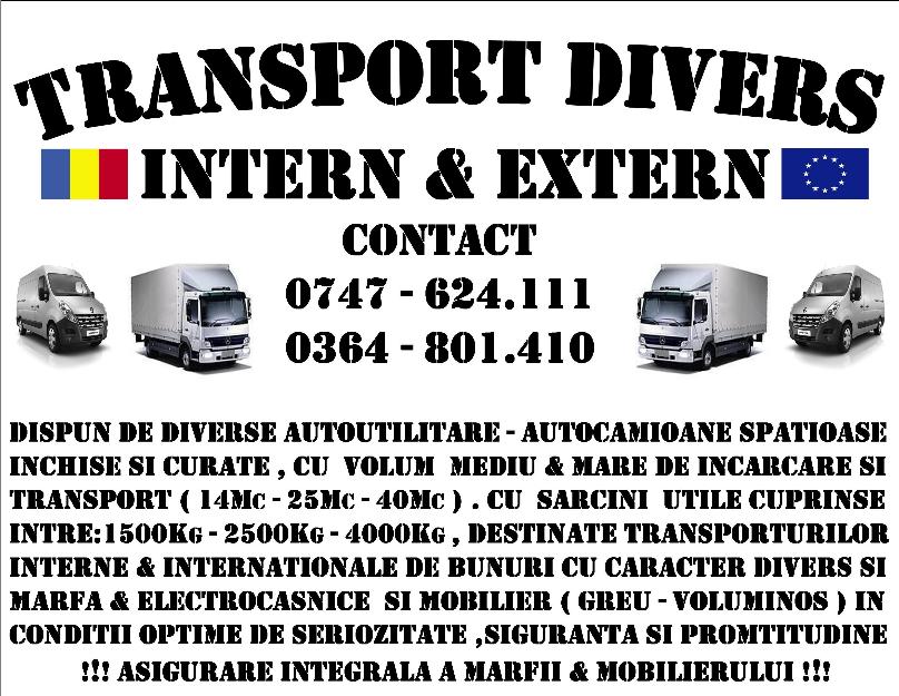 transport divers - intern si extern - Pret | Preturi transport divers - intern si extern