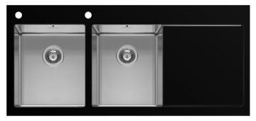 Chiuvete Inox - PYRAMIS CRYSTALON 1162X520 2 B 1 D stanga negru - Pret | Preturi Chiuvete Inox - PYRAMIS CRYSTALON 1162X520 2 B 1 D stanga negru