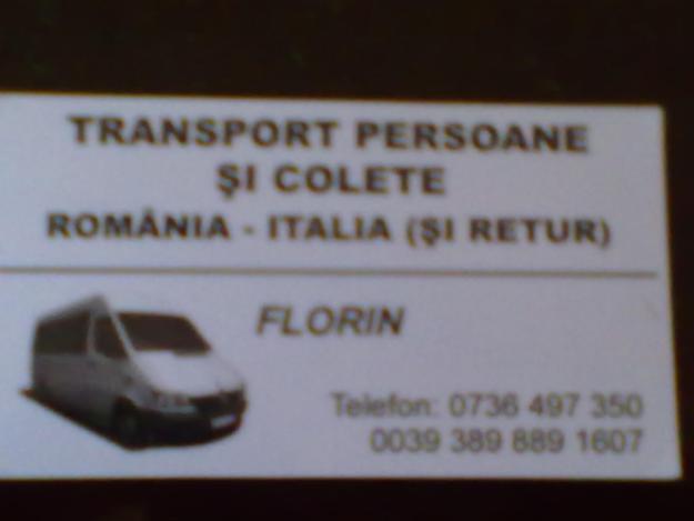 TRANSPORT PERSOANE SI COLETE ROMANIA-ITALIA & RETUR - Pret | Preturi TRANSPORT PERSOANE SI COLETE ROMANIA-ITALIA & RETUR