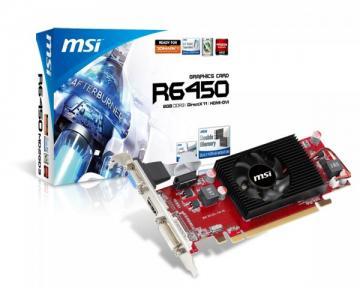 Placa video MSI ATI Radeon HD6450,Pci-E 2GB, DDR3, 64bit, VGA/DVI/HDMI, FAN, R6450-MD2GD3/LP - Pret | Preturi Placa video MSI ATI Radeon HD6450,Pci-E 2GB, DDR3, 64bit, VGA/DVI/HDMI, FAN, R6450-MD2GD3/LP