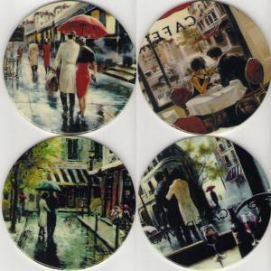 Set of 4 Brent Heighton Romantic Decal Coasters - Pret | Preturi Set of 4 Brent Heighton Romantic Decal Coasters