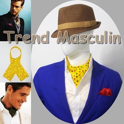 Cravata Ascot Fashion Galbena Puncte Color - Pret | Preturi Cravata Ascot Fashion Galbena Puncte Color