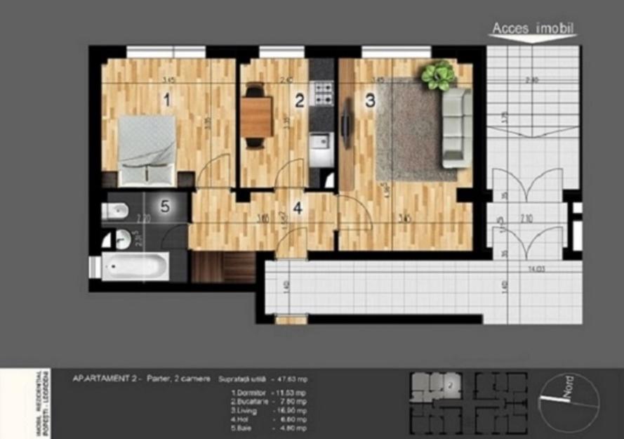 Apartament 2 camere + loc parcare gratuit - Pret | Preturi Apartament 2 camere + loc parcare gratuit