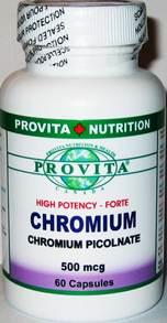 Crom Picolinat Forte 500mcg *60cps - Pret | Preturi Crom Picolinat Forte 500mcg *60cps