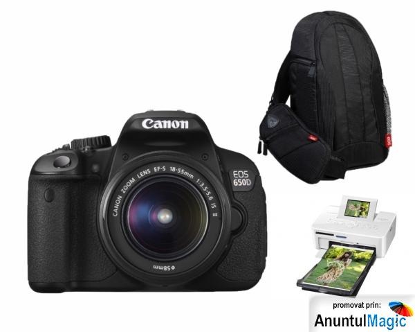 Canon 650D kit 18-55 + Imprimanta Canon + Rucsac Canon = 580 Euro - Pret | Preturi Canon 650D kit 18-55 + Imprimanta Canon + Rucsac Canon = 580 Euro