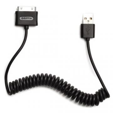 Cablu spiralat USB la Dock Connector pentru iPod, 0.9m, GRIFFIN (GC17080) - Pret | Preturi Cablu spiralat USB la Dock Connector pentru iPod, 0.9m, GRIFFIN (GC17080)