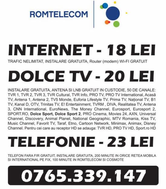 Instalez Antene Dolce TV si Internet in Satu Mare de la Romtelecom - Pret | Preturi Instalez Antene Dolce TV si Internet in Satu Mare de la Romtelecom