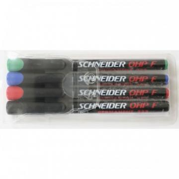 OHP Permanent marker, 4 cul./set, SCHNEIDER 222 F, fine - 0,7mm - (N, R, A, V) - Pret | Preturi OHP Permanent marker, 4 cul./set, SCHNEIDER 222 F, fine - 0,7mm - (N, R, A, V)