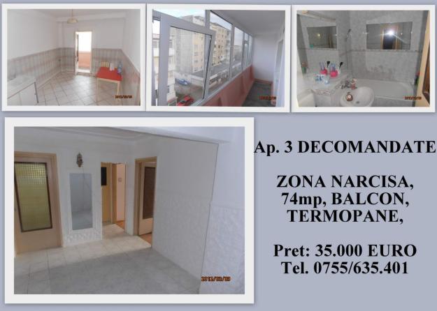 VAND APARTAMENT CU 3 CAMERE DECOMANDAT, ZONA NARCISA, , FERESTRE DIN TERMOPAN, - Pret | Preturi VAND APARTAMENT CU 3 CAMERE DECOMANDAT, ZONA NARCISA, , FERESTRE DIN TERMOPAN,