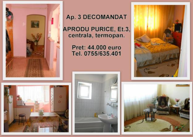 VAND APARTAMENT CU 3 CAMERE DECOMANDAT, ZONA APRODU PURICE, LA ETAJUL 3, - Pret | Preturi VAND APARTAMENT CU 3 CAMERE DECOMANDAT, ZONA APRODU PURICE, LA ETAJUL 3,