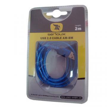 Cablu imprimanta USB 2.0 (AM-BM) 2m, super-calitate, retail, blister, SCR-USB2-AMBM-2M SERIOUX - Pret | Preturi Cablu imprimanta USB 2.0 (AM-BM) 2m, super-calitate, retail, blister, SCR-USB2-AMBM-2M SERIOUX