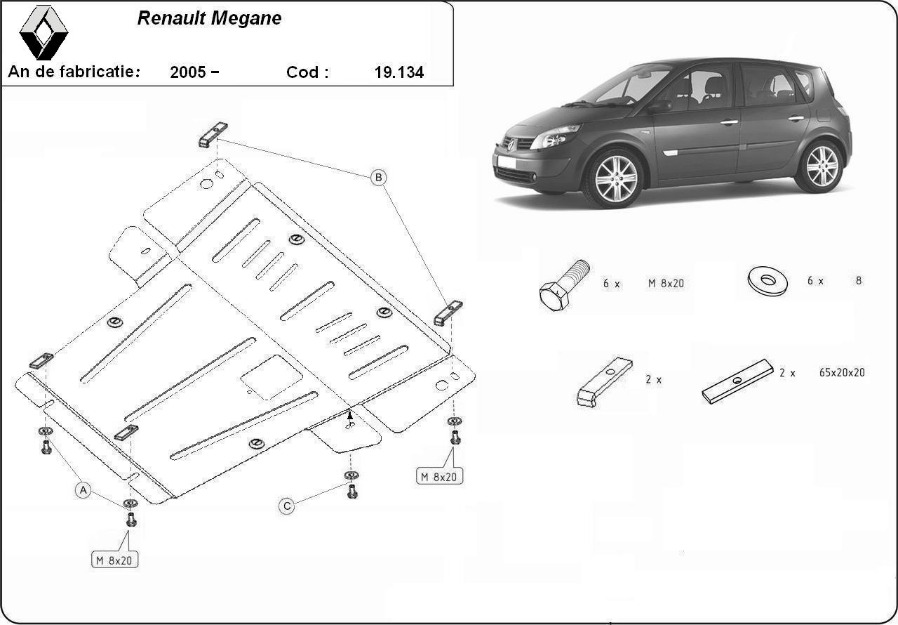 Scut motor metalic Renault Megane - Pret | Preturi Scut motor metalic Renault Megane