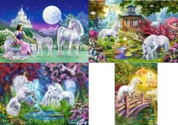 Pachet 4 puzzle Castorland 120 mini unicorni - Pret | Preturi Pachet 4 puzzle Castorland 120 mini unicorni