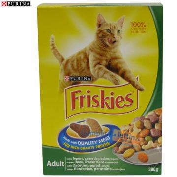 Hrana uscata pentru pisici Purina Friskies iepure pasare si legume 300 gr - Pret | Preturi Hrana uscata pentru pisici Purina Friskies iepure pasare si legume 300 gr