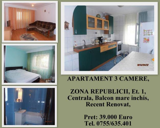 BACAU, VAND APARTAMENT CU 3 CAMERE PE RPUBLICII, LA ETAJUL 1, FACUT - Pret | Preturi BACAU, VAND APARTAMENT CU 3 CAMERE PE RPUBLICII, LA ETAJUL 1, FACUT