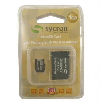 Card memorie Sycron 1GB microSD w/MS Pro Duo Adaptor - Pret | Preturi Card memorie Sycron 1GB microSD w/MS Pro Duo Adaptor