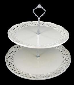 % Creamware 2 Tier Cake Stand - Pret | Preturi % Creamware 2 Tier Cake Stand