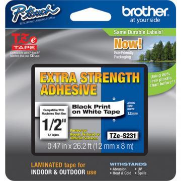 Banda laminata TZES231 pentru PTS, 12mm, negru/alb adhesive, Eco package, Brother - Pret | Preturi Banda laminata TZES231 pentru PTS, 12mm, negru/alb adhesive, Eco package, Brother