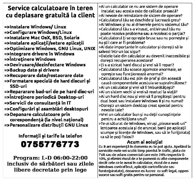 Service PC cu deplasare gratuită la client.Detalii pe(www)1.reparacalculator.ro - Pret | Preturi Service PC cu deplasare gratuită la client.Detalii pe(www)1.reparacalculator.ro