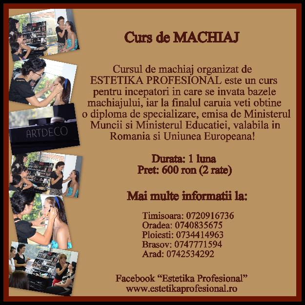 Curs de specializare MAKE-UP - Pret | Preturi Curs de specializare MAKE-UP