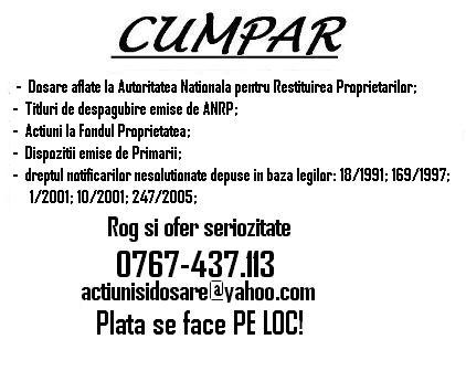 Cumpar dosare fondul proprietatea - Pret | Preturi Cumpar dosare fondul proprietatea