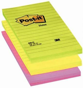 Notite autoadezive Post-itÂ® neon, model liniat, 102 x 152 mm, 100 file - Pret | Preturi Notite autoadezive Post-itÂ® neon, model liniat, 102 x 152 mm, 100 file