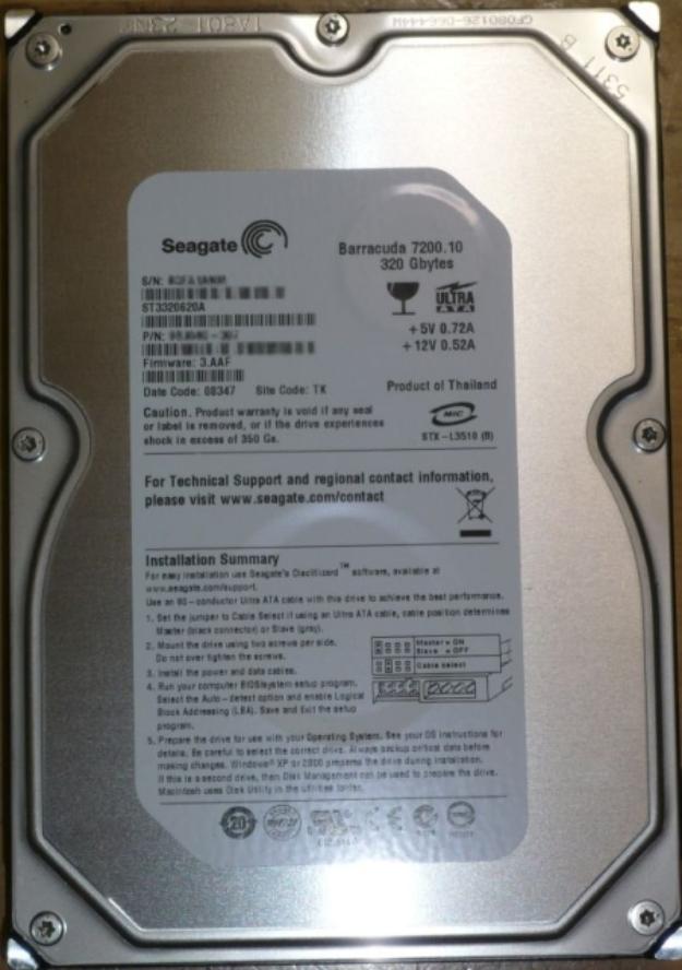 Vand HDD Seagate Barracuda 320GB 7200RPM IDE, model ST3320620A, ca NOU - Pret | Preturi Vand HDD Seagate Barracuda 320GB 7200RPM IDE, model ST3320620A, ca NOU