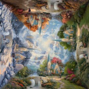 Puzzle Schmidt 1000 Thomas Kinkade : The Mountain Chapel, Season - Pret | Preturi Puzzle Schmidt 1000 Thomas Kinkade : The Mountain Chapel, Season