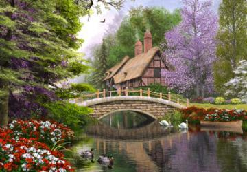 Puzzle Castorland 1000 River Cottage - Pret | Preturi Puzzle Castorland 1000 River Cottage