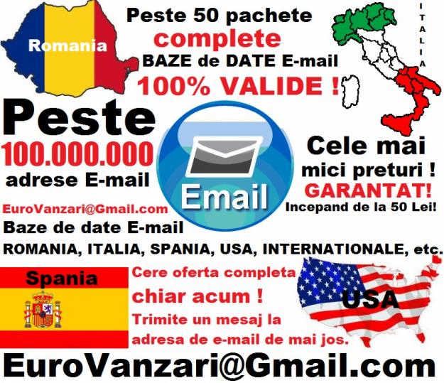 BAZA de DATE E-mail BUCURESTI - Firme, P. Fizice - Pret | Preturi BAZA de DATE E-mail BUCURESTI - Firme, P. Fizice