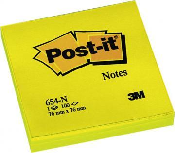 Notite autoadezive Post-itÂ® neon, 76 x 76 mm, 100 file, galben - Pret | Preturi Notite autoadezive Post-itÂ® neon, 76 x 76 mm, 100 file, galben