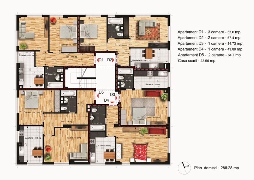 Apartament cu 2 camere, 50 mp., 32.500 euro - Pret | Preturi Apartament cu 2 camere, 50 mp., 32.500 euro