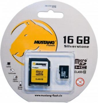 Card de memorie Mustang Micro SDHC 16GB Silverstone Class 10 + adaptor SD - Pret | Preturi Card de memorie Mustang Micro SDHC 16GB Silverstone Class 10 + adaptor SD
