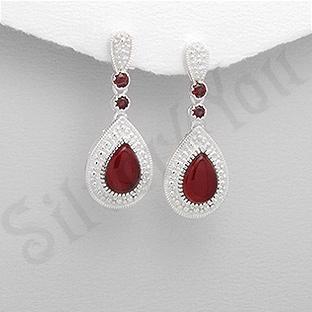 Silver4You.ro - Cercei argint picatura granat si carnelian - Pret | Preturi Silver4You.ro - Cercei argint picatura granat si carnelian