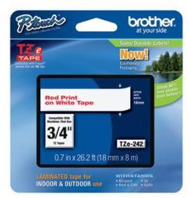 Banda laminata TZE242 pentru PT, 18mm/8m, rosu/alb, Eco package, Brother - Pret | Preturi Banda laminata TZE242 pentru PT, 18mm/8m, rosu/alb, Eco package, Brother