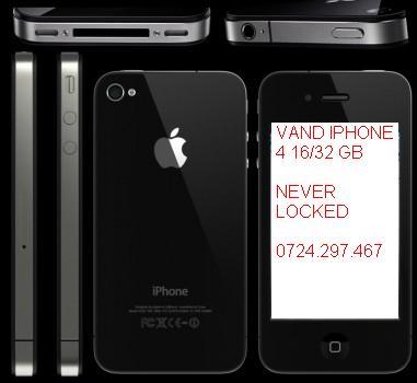 VAND iPHONE 4/32 GB SIGILAT NEVERLOCKED 0724.297.467 - Pret | Preturi VAND iPHONE 4/32 GB SIGILAT NEVERLOCKED 0724.297.467