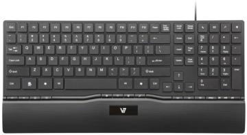 Tastatura cu fir multimedia slim, 110 taste, layout german, neagra, (KM0Z1-5E2P) V7 - Pret | Preturi Tastatura cu fir multimedia slim, 110 taste, layout german, neagra, (KM0Z1-5E2P) V7