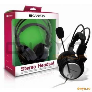 Headset CANYON CNR-HS03N (20Hz-20kHz, Ext. Microphone, Cable, 3m, Bass Vibration Function powered by - Pret | Preturi Headset CANYON CNR-HS03N (20Hz-20kHz, Ext. Microphone, Cable, 3m, Bass Vibration Function powered by