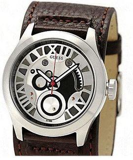 Ceas Guess Men Brown Leather Silver Dial G96032G - Pret | Preturi Ceas Guess Men Brown Leather Silver Dial G96032G