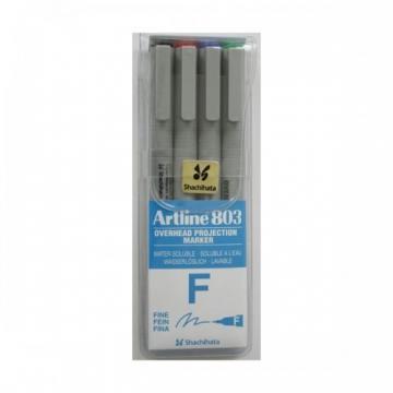 OHP Non-Permanent marker fine - 0.5mm, 4cul/set, ARTLINE 803 - (BK,RE,BL,GR) - Pret | Preturi OHP Non-Permanent marker fine - 0.5mm, 4cul/set, ARTLINE 803 - (BK,RE,BL,GR)