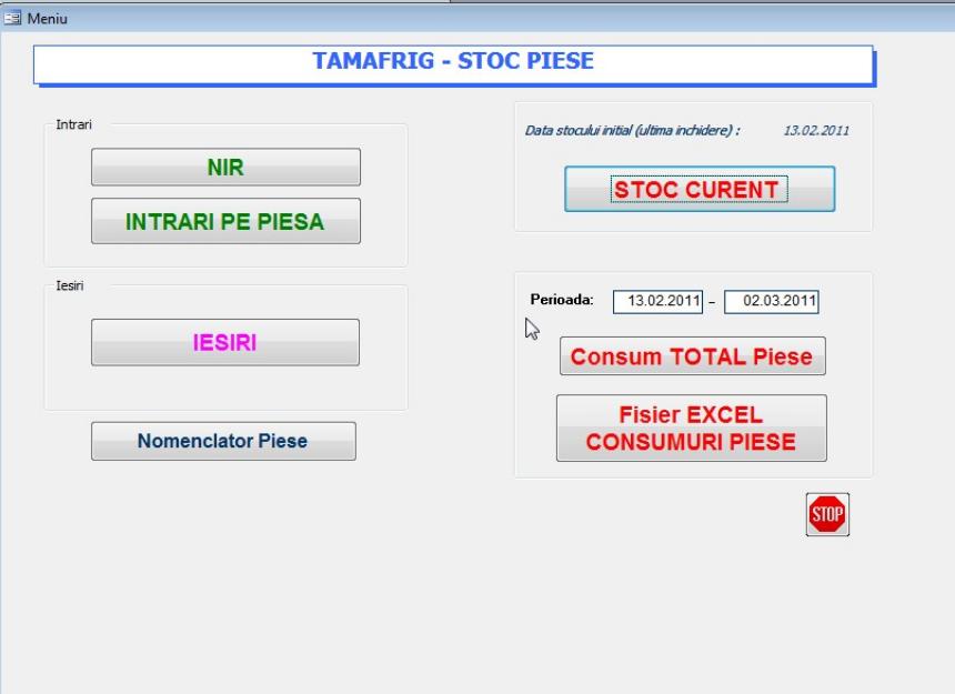 Program de gestiune stocuri piese si facturare ptr SERVICE FRIGORIFICE - Pret | Preturi Program de gestiune stocuri piese si facturare ptr SERVICE FRIGORIFICE