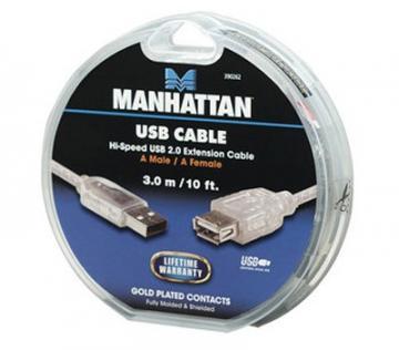 Cablu USB Extensie A male - A female Manhattan 390262 - Pret | Preturi Cablu USB Extensie A male - A female Manhattan 390262