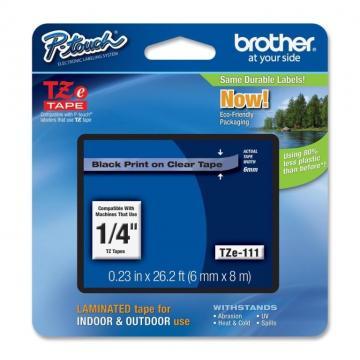 Banda laminata TZE-111 pentru PT1200/210E/220/1800/2400/550/9400, 6mm, negru, Eco package, Brother - Pret | Preturi Banda laminata TZE-111 pentru PT1200/210E/220/1800/2400/550/9400, 6mm, negru, Eco package, Brother