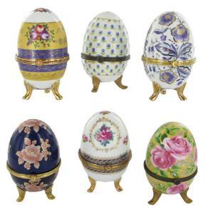 6 Assorted Footed Egg Trinket Boxes - Pret | Preturi 6 Assorted Footed Egg Trinket Boxes